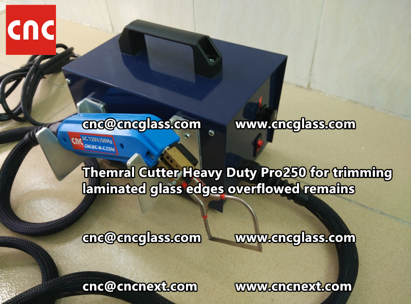 Hot knife heating cutter trimming laminated glass edges (8)