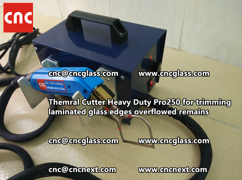 Hot knife heating cutter trimming laminated glass edges (10)