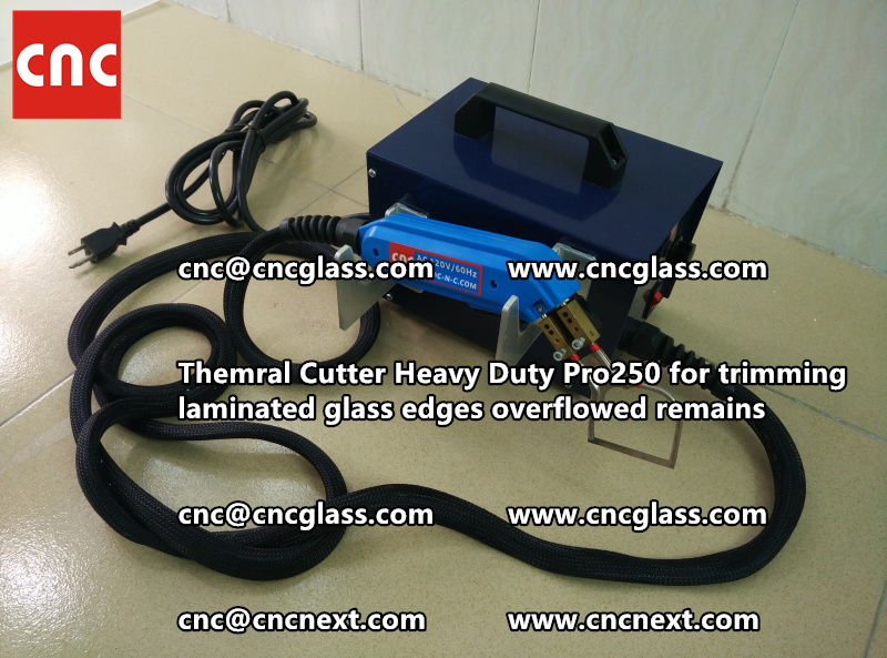 Hot knife heating cutter trimming laminated glass edges (101)