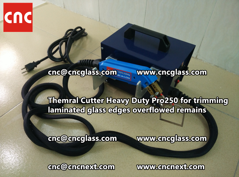 Hot knife heating cutter trimming laminated glass edges (103)