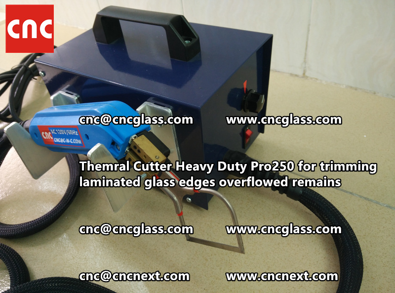 Hot knife heating cutter trimming laminated glass edges (4)