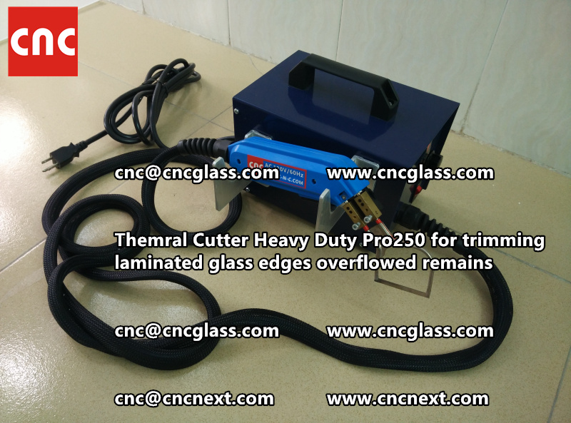 Hot knife heating cutter trimming laminated glass edges (92)